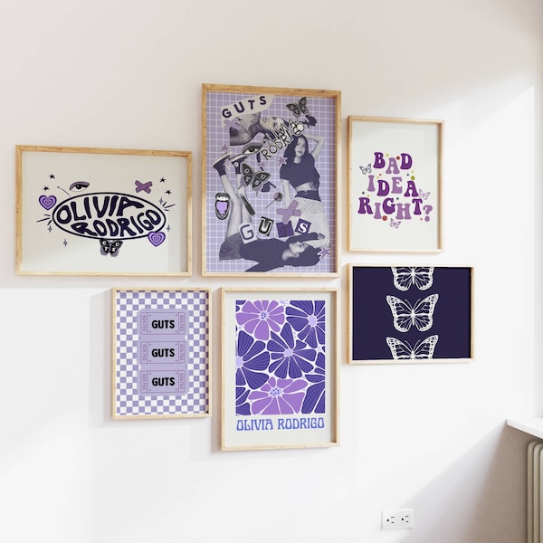 Olivia Rodrigo GUTS album posters BUNDLE | Set of 6 Olivia Rodrigo wall art prints | Y2k posters for girls' bedroom