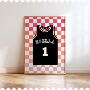 Custom Girl Basketball Jersey Print, Personalized Name & Number Wall Art for Kids Room, Teen Girl Sports Decor, Digital Download