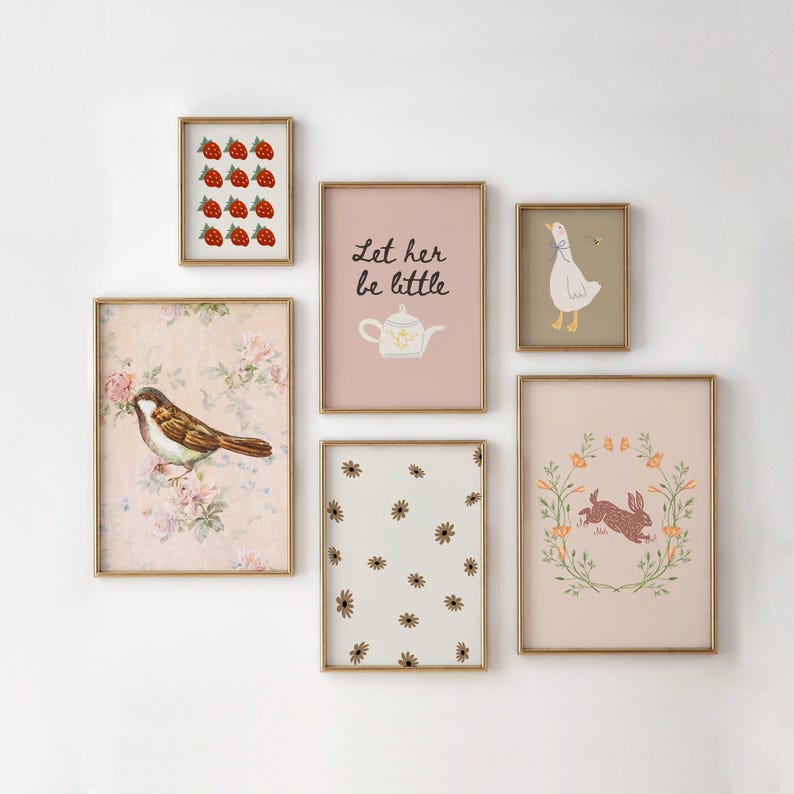 Cottagecore Nursery Prints: Boho Animal Wall Art Set (Digital Download) image 1