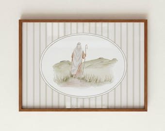 The Lord Is My Shepherd Print, Christian Scripture Print, Vintage Watercolor Shepherd, Faith Based Home Decor, Instant Digital Download