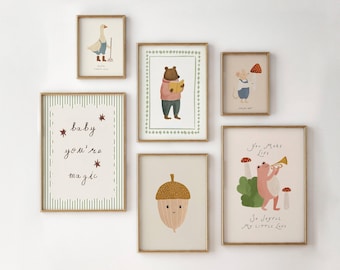 Vintage Woodland Nursery Prints: Storybook Animals (Digital Download)