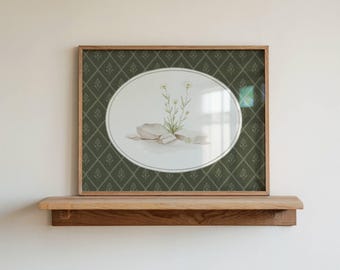 Christian Botanical Wall Art, Olive Green Cottage Decor, Neutral Floral Artwork, Heirloom Nursery Art, Vintage Botanical, Digital Download