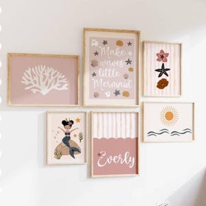 Mermaid Girl's Room Art: Boho Coastal Decor (Digital Download, PNG Files)