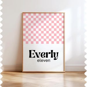 Custom Checkerboard Name Print for Girls Room, Trendy Personalized Wall Art, Boho Kids Decor, Pastel Name Poster, Digital Download