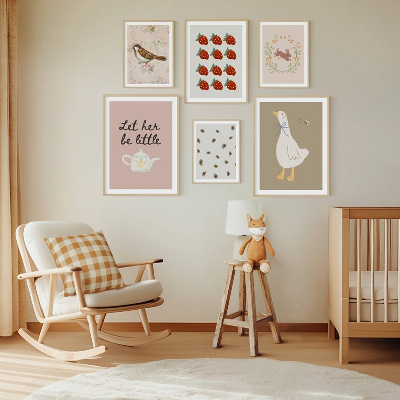Cottagecore Nursery Prints: Boho Animal Wall Art Set (Digital Download) image 5