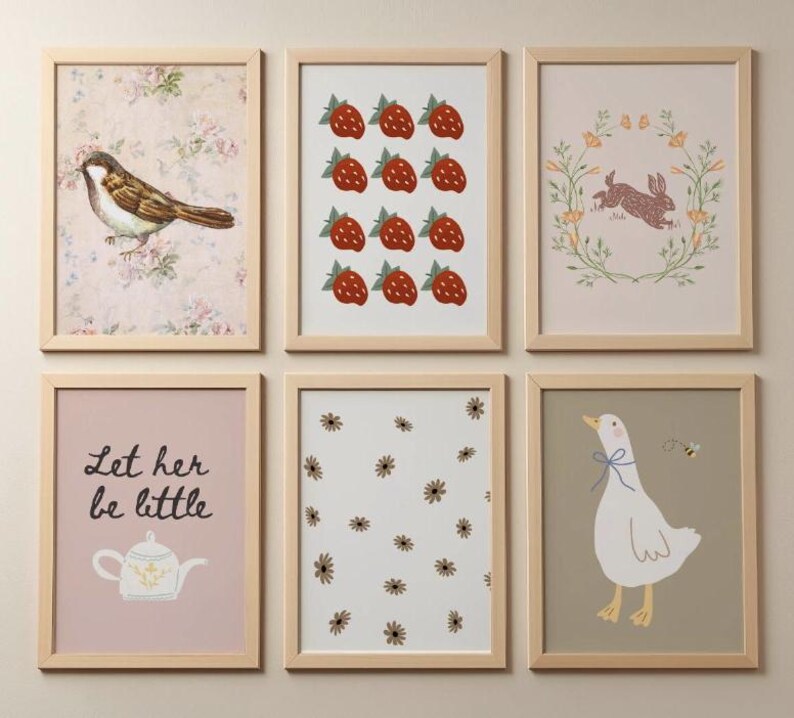 Cottagecore Nursery Prints: Boho Animal Wall Art Set (Digital Download) image 11