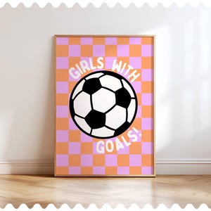 Soccer Girl Inspirational Quote Art, Pastel Soccer Bedroom Print, Sports Wall Art, Soccer Room Decor for Girls, Bright Soccer Art for Kids