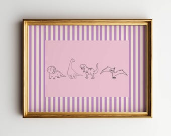 Pink Dinosaur Nursery Art Print: Trendy Dino Decor (Digital Download)