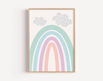 Floral Rainbow Nursery Print: Pastel Girl Room Decor (Digital Download, .PNG Files)