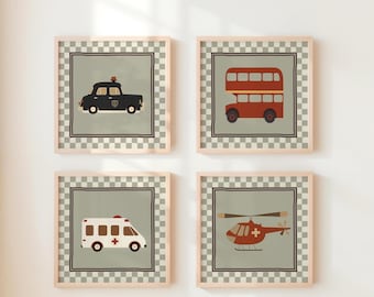 Láminas de transporte para habitación infantil: Decoración infantil con vehículos (descarga digital)