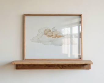 Angel Wall Art Print, Vintage Christian Nursery Decor, Neutral Religious Art, Heavenly Baby Room, Faith Inspired Decor, Digital Download