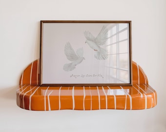 Perfect Love Casts Put Fear Print, Soft Neutral Christian Wall Art, White Dove Religious Artwork, Christian Nursery, Digital Download