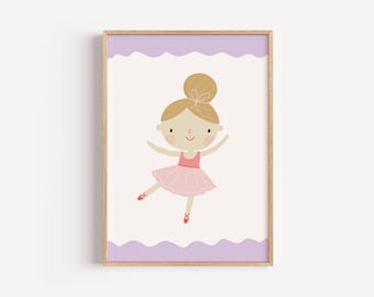 Ballerina Wall Art, Whimsical Pink Dance Print (Digital Download)