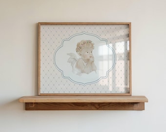 Vintage Angel Print, Christian Nursery Wall Art,  Neutral Baby Decor, Antique Religious Artwork, Heirloom Christian Art, Digital Download