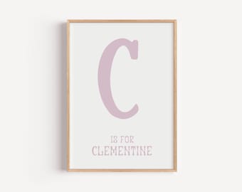 Impresión personalizada con inicial, decoración moderna para habitación infantil (descarga digital)