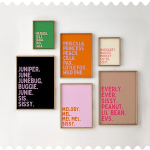 Personalisiertes Spitznamen-Poster für Kinder, trendige Typografie-Wandkunst, modern DRUCKBAR für stilvolles Kinderzimmer, modernes Kinderzimmer-Namensposter, schickes Kinderzimmer