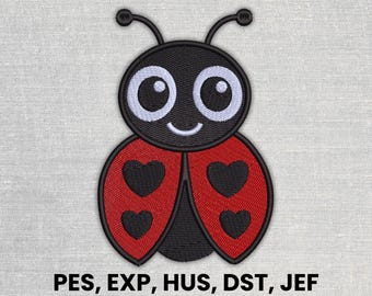 Ladybug Embroidery Design, Lady Bug Machine Embroidery Pattern, Instant Download, Flat Embroidery Design