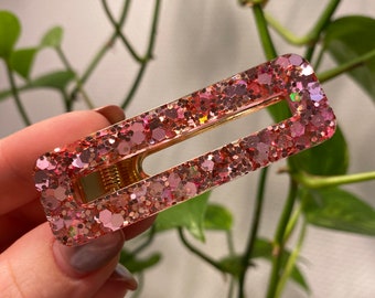 Pink sequin barrette / sequin hair barrette