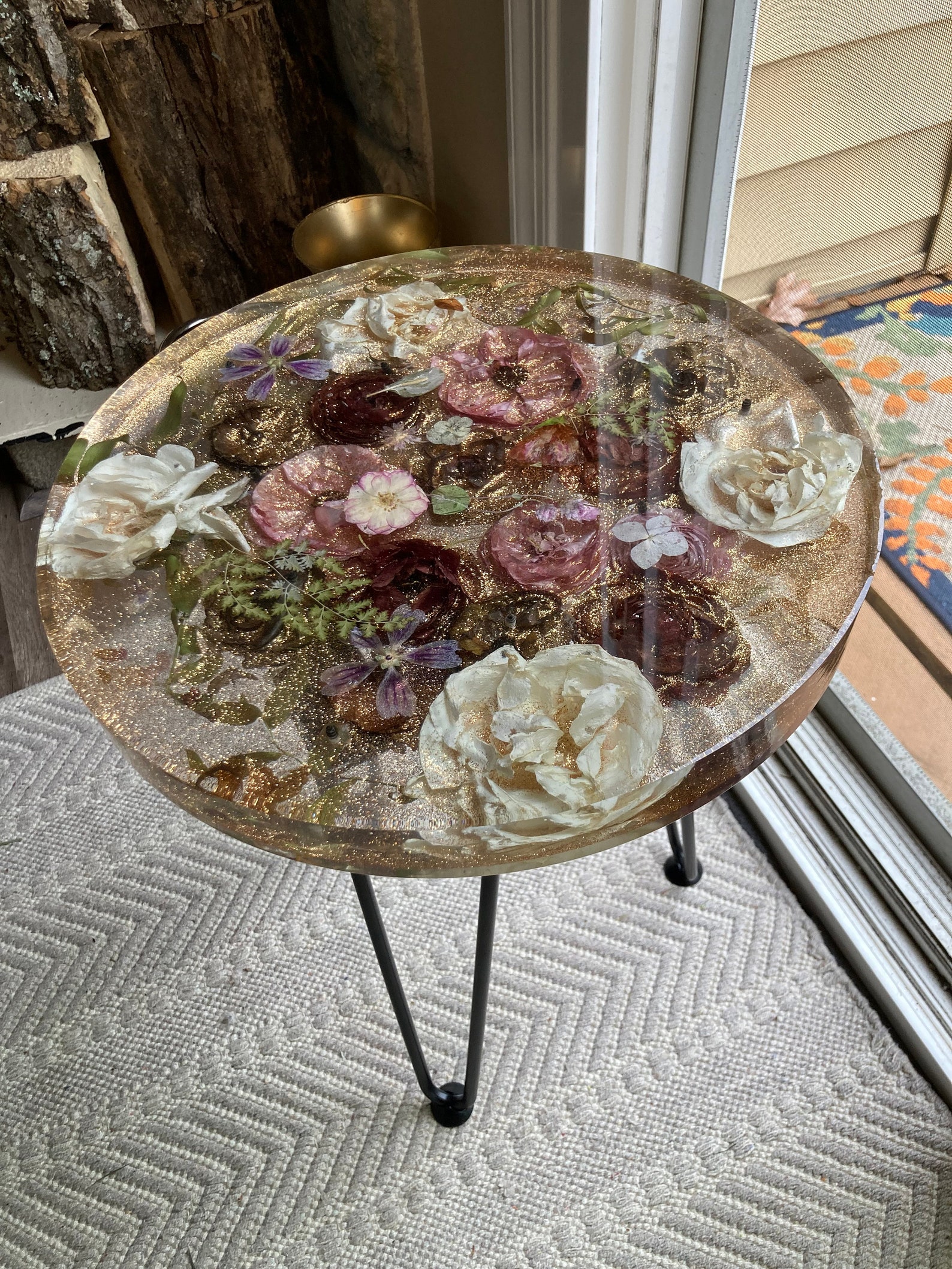 Unique Dried Flower Resin End Tables Etsy