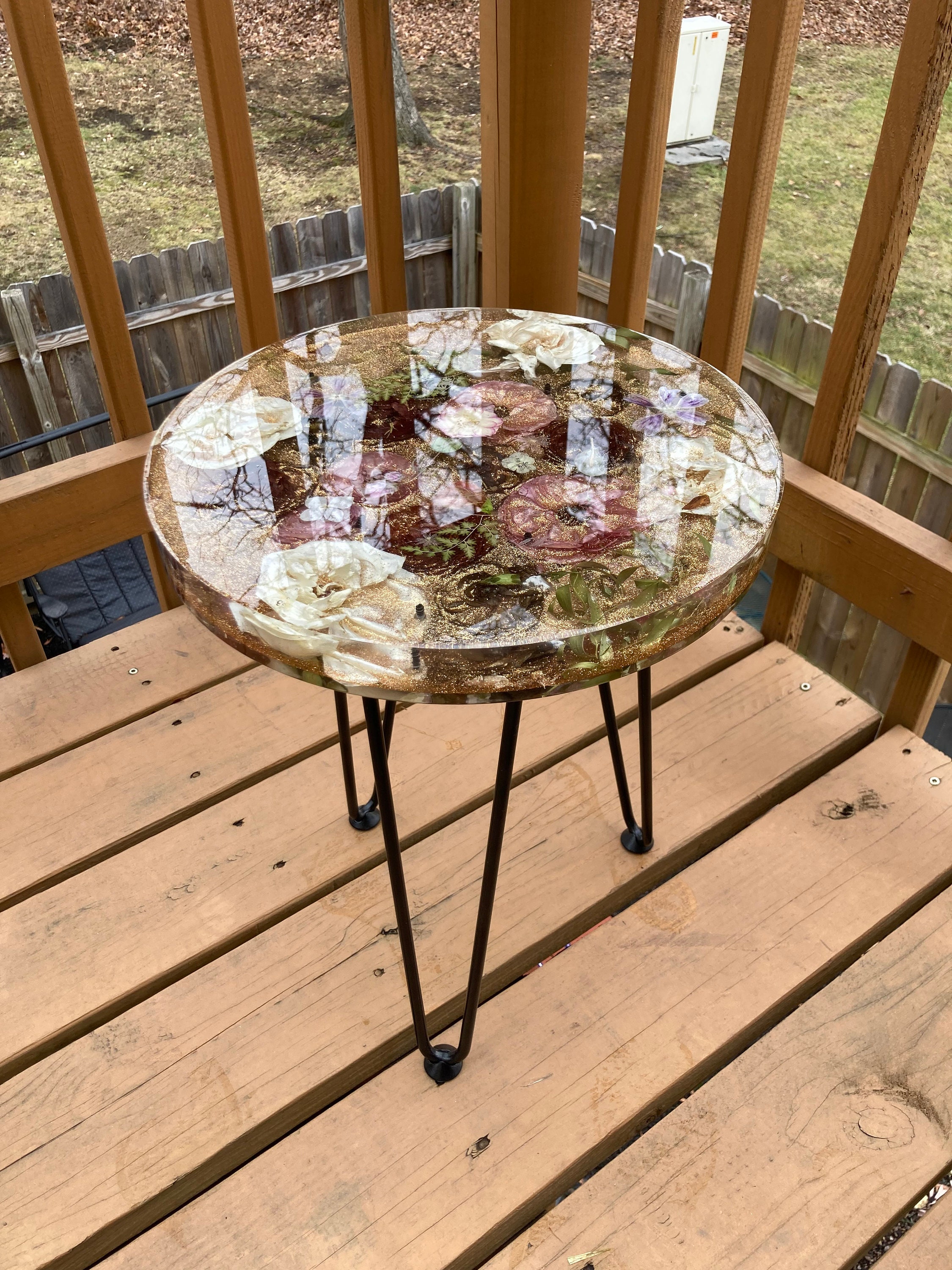 Unique Dried Flower Resin End Tables Etsy