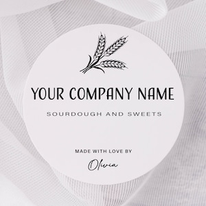 Etiquetas de masa madre, pegatinas para pequeñas empresas, etiquetas de pan casero, pegatinas redondas blancas mate personalizadas, etiquetas para productos horneados, etiquetas de caducidad
