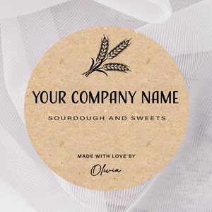 Etiquetas para masa madre, pegatinas para pequeñas empresas, etiquetas para pan casero, pegatinas redondas blancas mate personalizadas, etiquetas kraft marrones, etiquetas para productos horneados