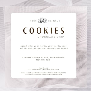 Etiquetas de galletas caseras,Etiquetas de pan para pequeñas empresas,Pegatinas personalizadas,Etiquetas para productos horneados,Etiqueta de alergia alimentaria de la ley Cottage,Etiqueta de ingredientes