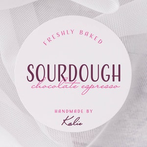 Etiquetas de masa madre,Pegatinas para pequeñas empresas,Etiquetas de pan casero,Pegatinas redondas blancas mate personalizadas,Etiquetas rosa pastel y azul para productos horneados