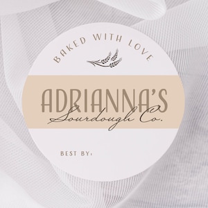 Etiquetas para masa madre, pegatinas para pequeñas empresas, etiquetas para pan casero, pegatinas redondas blancas mate personalizadas, etiquetas kraft marrones, etiquetas para productos horneados