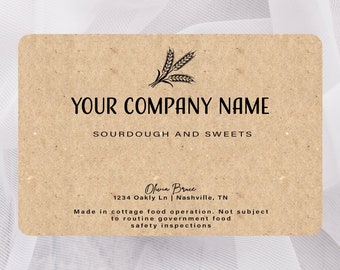 Handmade Sourdough Labels,Small Business Bread Labels,Custom Stickers,Labels for Baked Goods,Cottage Law Food Allergy Label,Ingredient Label