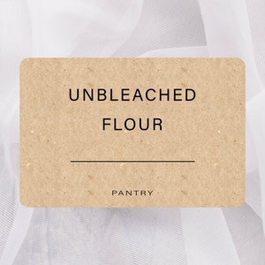 Braun Kraft Minimalist Vorratsetiketten für Gläser, Kanister Etiketten, elegante moderne Vorratsbehälteretiketten, Etiketten für die Küchenorganisation, ästhetische Etiketten