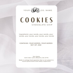Etiquetas de galletas caseras,Etiquetas de pan para pequeñas empresas,Pegatinas personalizadas,Etiquetas para productos horneados,Etiqueta de alergia alimentaria de la ley Cottage,Etiqueta de ingredientes
