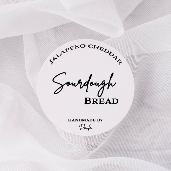 Sourdough Bread Labels, Small Business Stickers, Baked Goods Labels, Custom Round White Matte Stickers, Personalized Stickers For Bread Bags