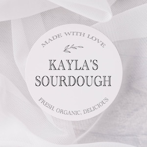Etiketten zuurdesembrood, stickers kleine bedrijven, labels voor gebakken goederen, aangepaste ronde witte matte stickers, biologische labels, ingrediëntenlabels