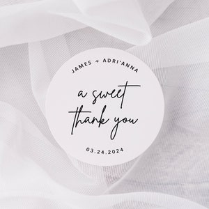 Wedding Thank You Labels | Round White Matte Stickers | Wedding Snack Bag Labels | Sweets Desserts Favors Bag Stickers | Treat Bag Labels