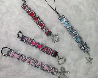customizable rhinestone keychain - pick your name or word