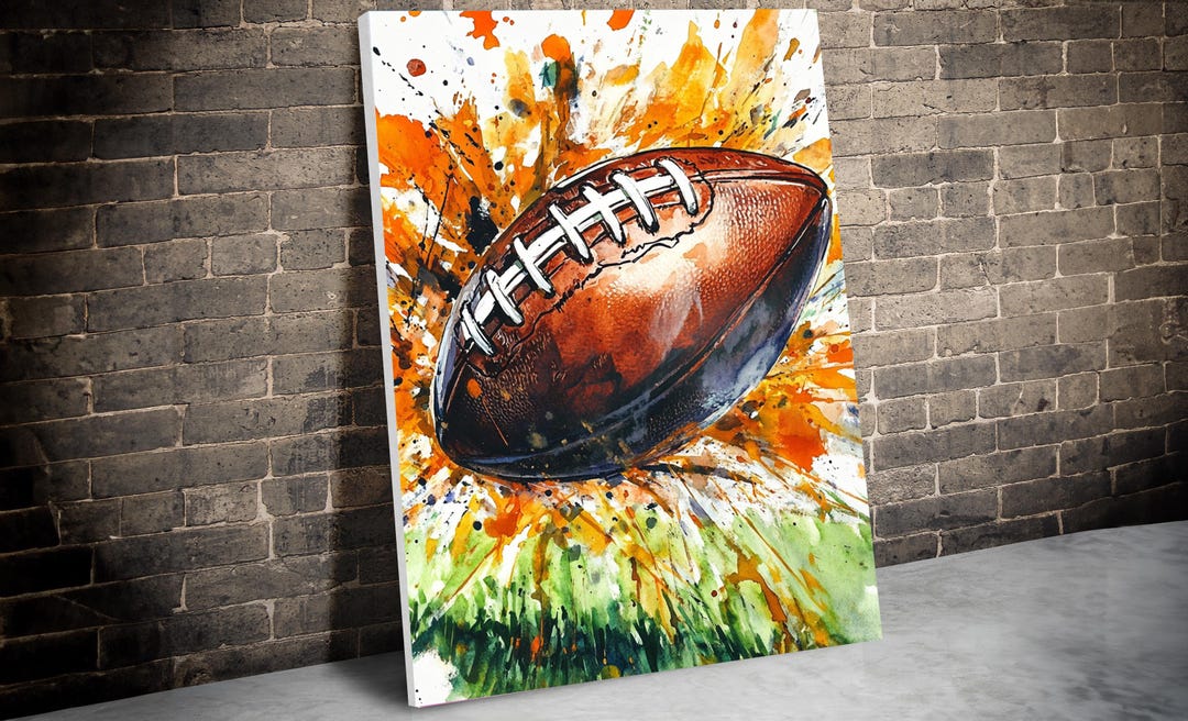 Football Art, Football Gift, Football Canvas, Football Watercolor ...