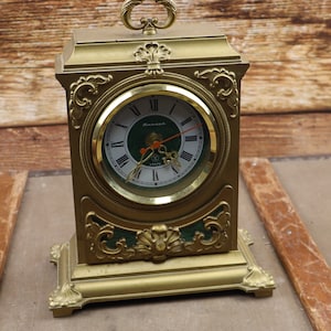 Vintage USSR quartz clock. Desk clock by &quot;Jantar&quot; with drawer, electro-mechanical clock