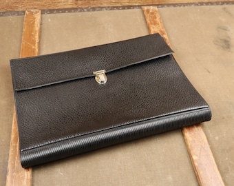 Black Leather folder with metal claps