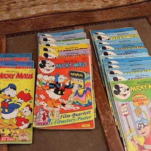Rzadkie niemieckie i holenderskie komiksy animowane Micky Mous z lat 1977, 1978, 1979, 1980, 1981, 1984, 1989 i 1994.