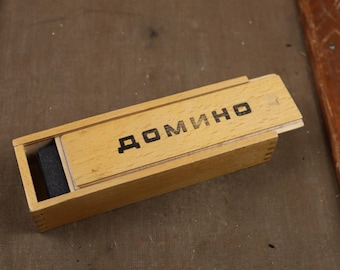 Juego antiguo Juego de dominó Juego de dominó vintage con piezas de madera 28 piezas Caja de madera Juego familiar Juego antiguo