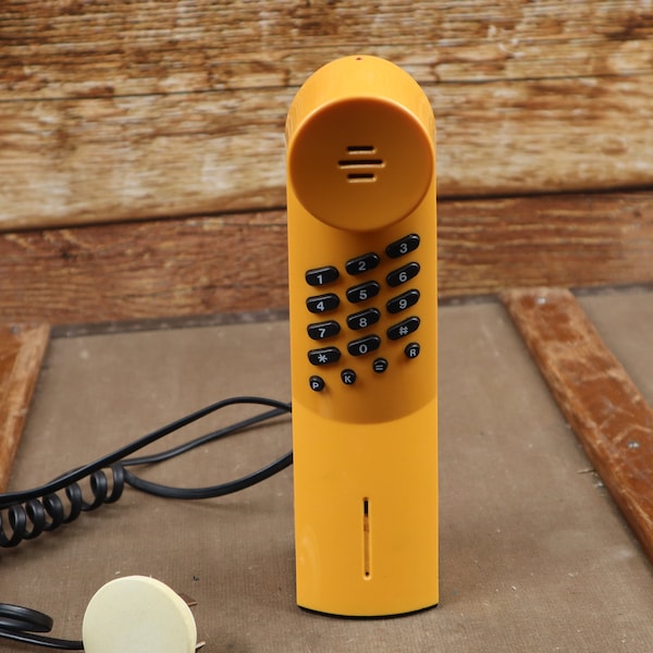 Light Orange 80s Telephone / Push Button Phone / Telia Fido / Sweden 80s