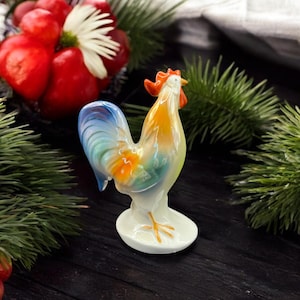 Vintage Ceramic Rooster Cockerel Figurine Ornament 12.5cm Height - Gift