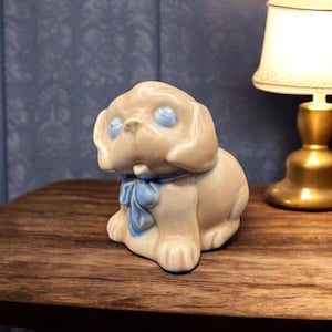 1930&#39;s Vintage Bonzo Bulldog - Cute Dog Figurine Ornament - Crown Devon Pottery - Satin Matt Glaze - 11cm Height - Gift - Prop