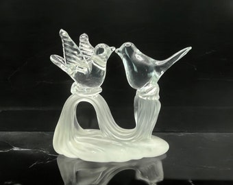 Baccarat France Crystal LOVE BIRDS Doves Figurine Clear 2.5”H X4