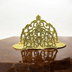 French Ornate Vintage Rococo Style Brass Desk Organiser Letter Rack Office Tidy 12cm Height 20cm Length Gift