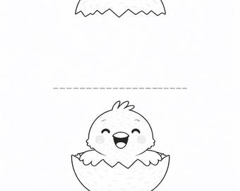 Oster Bastelvorlage Kinder | Küken im Ei | Bewegliche Wäscheklammer Bastelvorlage | Printable Easter Craft PDF