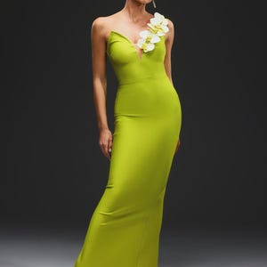 green emerald velvet dress Green Orchid Bandage Bodycon Dress