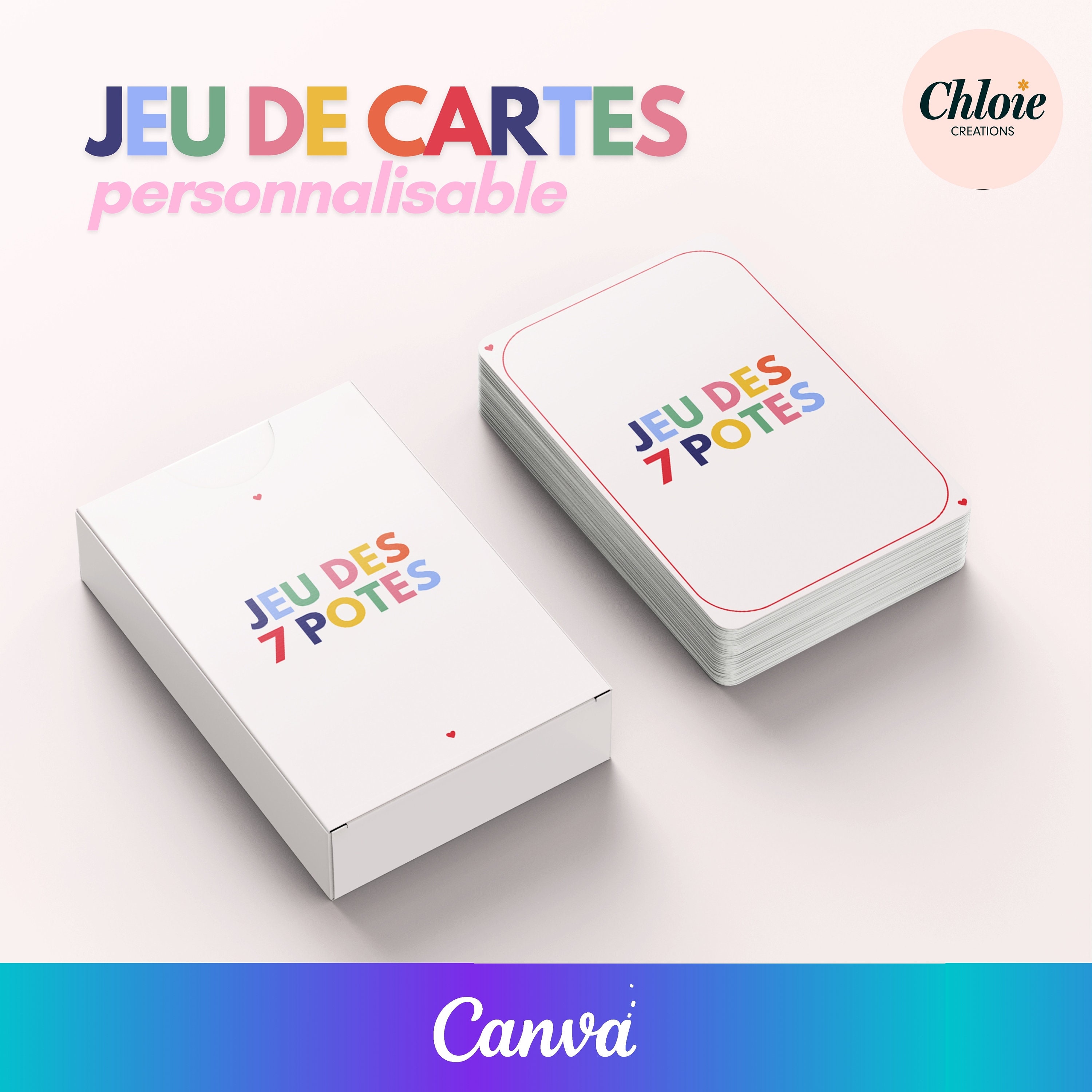 Customizable card game - Game of 7 friends - Template