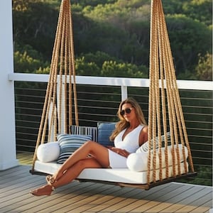 Porch patio garden swing sofa, rope swing, farm house decor, beach house swing, garden famly swing hammock